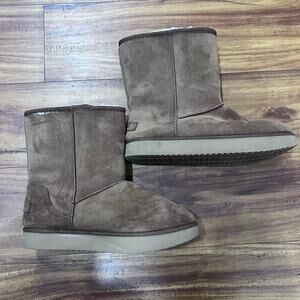 Makalu California Brown Faux Fur Lined Ankle Boots Women's Size 8